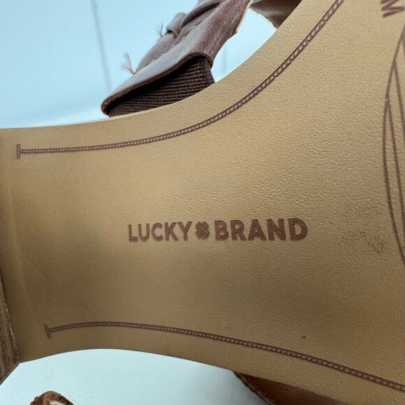 LUCKY BRAND SERENAY LEATHER BLOCK HEELED SANDALS IN BROWN NWOB WOMEN'S SIZE 8 - Picture 12 of 14
